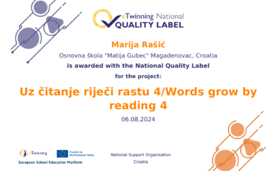 NACIONALNA OZNAKA KVALITETE ZA PROJEKT „UZ ČITANJE RIJEČI RASTU 4“